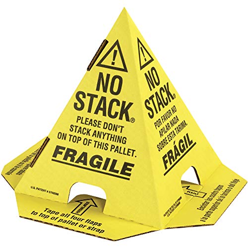 Boxes Fast'NO Stack' Print Pallet Cones -English, French & Spanish, Yellow with Black. (50 Cones per Case)