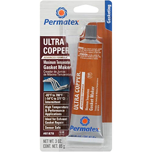 Permatex 81878 Ultra Copper Maximum Temperature RTV Silicone Gasket Maker, 3 oz. Tube