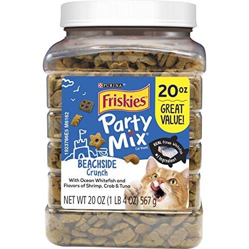 Purina Friskies Made in USA Facilities Cat Treats, Party Mix Beachside Crunch - 20 oz. Canister