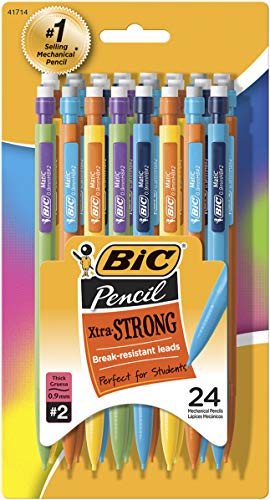 BIC Xtra-Strong Mechanical Pencil, Colorful Barrel, Thick Point (0.9mm), 24-Count (MPLWP241)