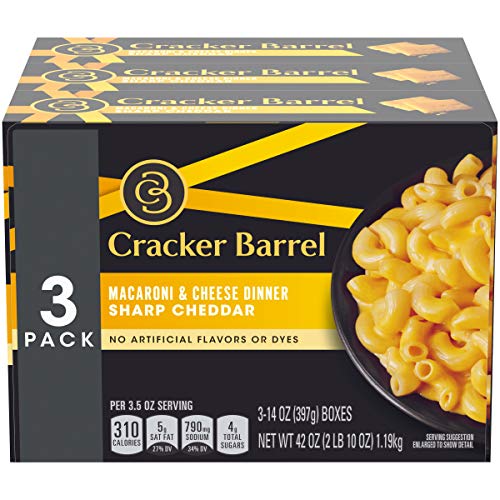 Cracker Barrel Sharp Cheddar Macaroni and Cheese Dinner (14 oz Boxes, Pack of 3)