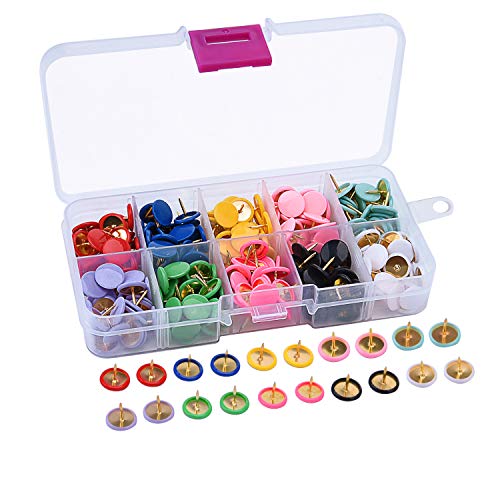 Sunmns 300 Pieces Thumb Tacks Colored Push Pins, Round Head Thumbtack, Steel Points 3/8 Inch, 10 Colors