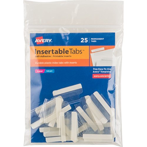 Avery Index Tabs with Printable Inserts, 1-Inch, 25 Tabs (16221), Clear