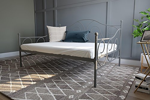 DHP Victoria Daybed, Full Size Metal Frame, Multi-functional Furniture, Pewter