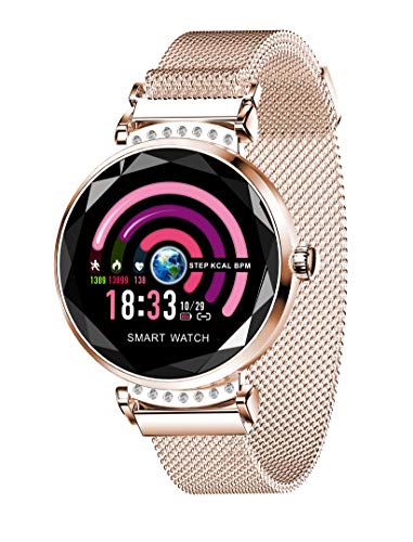 Smart Watch for Women, Fitness Tracker with Heart Rate Blood Pressure Waterproof Bluetooth Remote Camera, Smartwatch Compatible for iOS Android iPhone Samsung Phones. Best Gift (Rose Gold)