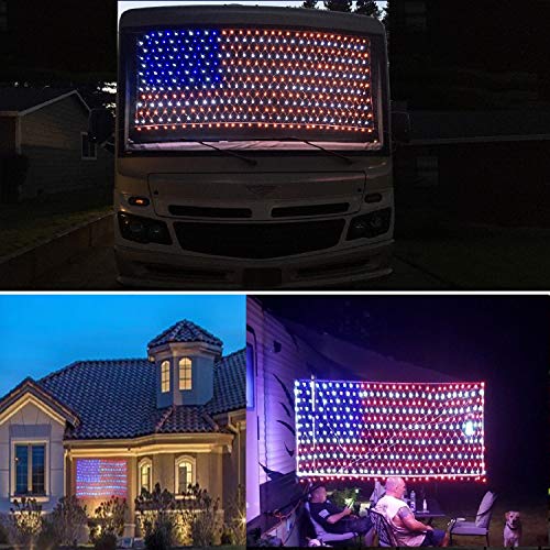 2020 New Upgraded Super Bright American Flag Lights, 6.54ft x3.28ft Outdoor Waterproof Led Flag Net Light of The United States for Memory Day, Independence Day, National Day, 4th July