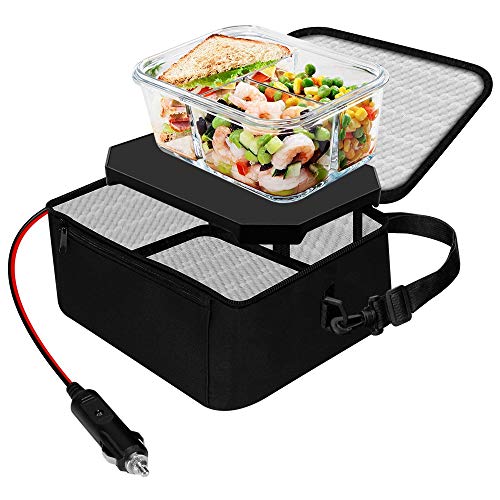 TrianglePatt Portable Oven,12V Food Warmer for Car Portable Mini Microwave for heated Meals,Upgrade Personal Lunch Warmer Box with Bag for Travel, Camping,Outdoor Job,Potlucks, and Home Kitchen