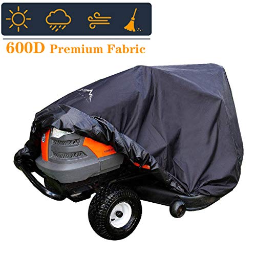 Himal Pro Lawn Mower Cover - Heavy Duty 600D Polyester Oxford, Waterproof, UV Resistant, Universal Size Tractor Cover Fits Decks up to 54’’ with Storage Bag, Black
