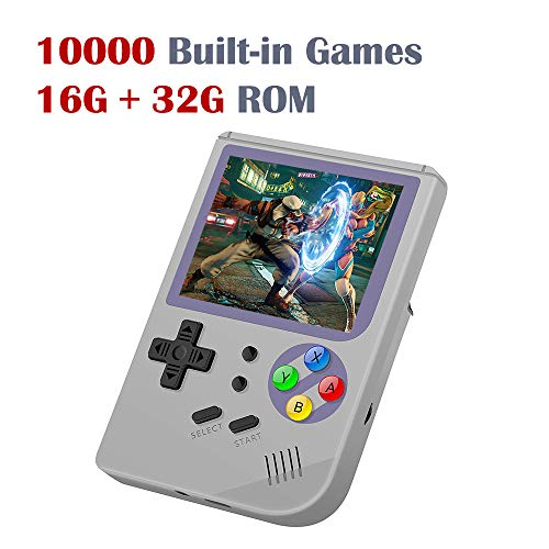 DREAMHAX RG300 Portable Game Console with Open Linux System Preload 10000 Games, Handheld Video Games with 16G + 32G TF Card 3 Inch IPS Screen, Arcade Retro Gameboy Gifts (Gray)