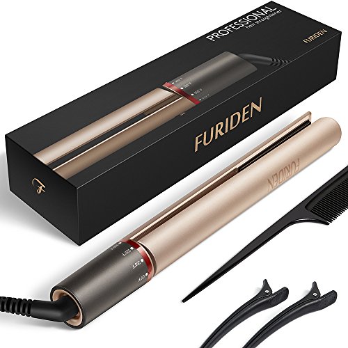 Professional Hair Straightener, Flat Iron for Hair Styling: 2 in 1 Tourmaline Ceramic Flat Iron for All Hair Types with Rotating Adjustable Temperature and Salon High Heat 250℉-450℉, 1 Inch (Gold)