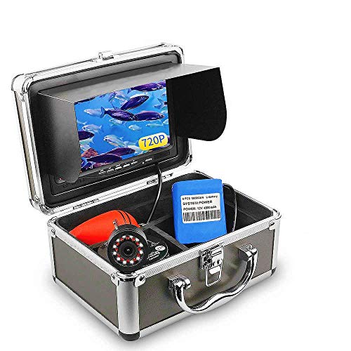 OVETOUR Portable Underwater Fishing Camera, Fish Finder with 7’’ 1280 X 720P AHD IPS Screen, 24 Lights, IP68 Waterproof Camera, 15M Cable, for Ice, Lake, Boat, Sea Fishing