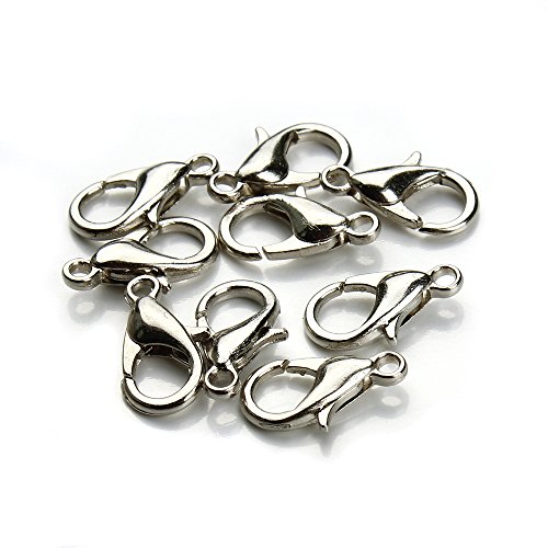 Linsoir Beads Lobster Clasp 50 pcs/Bag Alloy Jewelry Claw Clasps for Jewelry Making 16mmX8mm