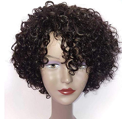Brazilian Wigs 10 inch Short Kinky Curly Human Hair Wigs For Black Women Short Bob Wigs No Lace Front Natural Color Side Part