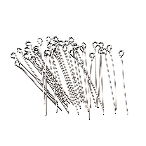 Pandahall 100pcs 22 Gauge 304 Stainless Steel Open Eyepins 2 Inch (50mm) for DIY Jewelry Making