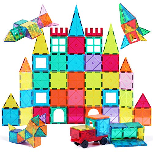 Jasonwell 65 PCS Magnetic Tiles Building Blocks Set for Boys Girls Preschool Educational Construction Kit Magnet Stacking Toys for Kids Toddlers Children 3 4 5 6 7 8 Year Old