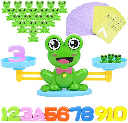 MOISO Balance Math Game Toys for Kid Toddler, STEM Educational Learning Toy, Teaching&Student Counting Game Gift Toy for Boys Girls, Children Mathematics Toy, Frog&Card&Number