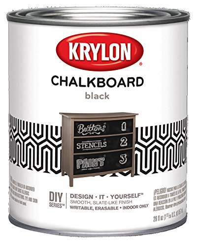 Krylon K05223000 Chalkboard Paint Special Purpose Brush-On, Black, Quart