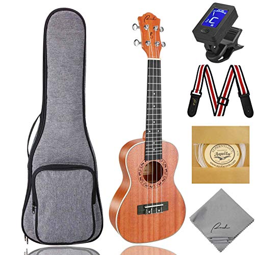 Tenor Ukulele Ranch 26 inch Professional Wooden ukelele Instrument Kit With Free Online 12 Lessons Small Hawaiian Beginner Guitar ukalalee Starter Pack Bundle Gig bag&Tuner& Strap&4 Aquila Strings Set