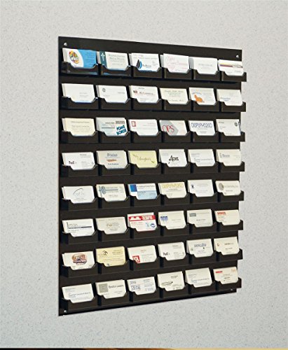 48-Pocket Wall Mount Business Card Holder Rack - Black Acrylic