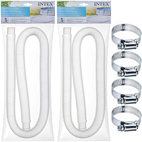 SEWANTA Replacement Hose for Above Ground Pools [Set of 2] 1.25' Diameter Accessory Pool Pump Replacement Hose 59” Long - Filter Pump Hose for Intex Pump Models #607#637. Bundled with 4 Metal Clamps
