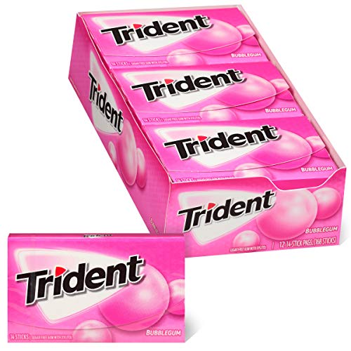 Trident Bubblegum Sugar Free Gum, 12 Packs of 14 Pieces (168 Total Pieces)