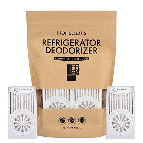 Refrigerator Deodorizer - Fridge and Freezer Odor Eliminator - Outperforms Baking Soda (2-Pack)