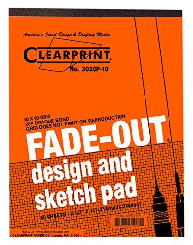 Clearprint 3020 Bond Pad with Printed Fade-Out 10x10 Grid, 20 lb, 8-1/2 x 11 Inches, 50 Sheets, White, 1 Each (937811P1)