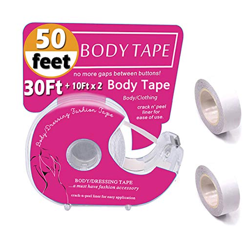 Womens Fashion Double Sided Tape for Clothing and Body, Clear Transparent Tape Suitable for All Fabric Types and All Skin Shades, 50 Ft