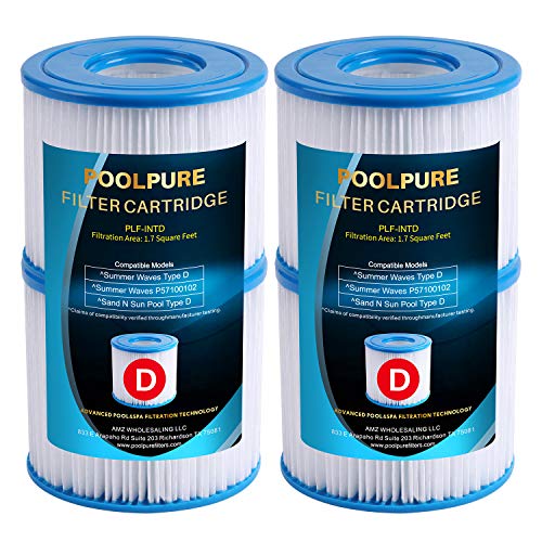 POOLPURE Summer Escapes Replacement Filter for Type D, Summer Waves P57100102, 4 Pack