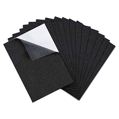 Dragang 12 Pieces  Black Felt Fabric Adhesive Sheets , Sticky Back Sheets,  Self-Adhesive Sheets ,  Ideal for Art and Craft Making, Jewelry Box Liner, Furniture Protector Pads Water Resistant(A4 Size)