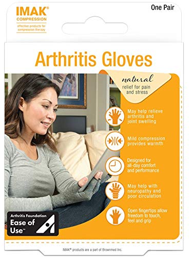 IMAK Compression Arthritis Gloves- Premium Arthritic Joint Pain Relief Hand Gloves for Rheumatoid & Osteoarthritis - Ease of Use Seal from Arthritis Foundation, Medium, One Pair of 2 Gloves