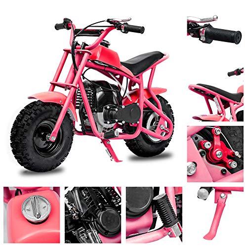 Fit Right 2020 DB003 40CC 4-Stroke Kids Dirt Off Road Mini Dirt Bike, Kid Gas Powered Dirt Bike Off Road Dirt Bikes, Gas Powered Trail Mini Bike - Ultra Edition (Pink)