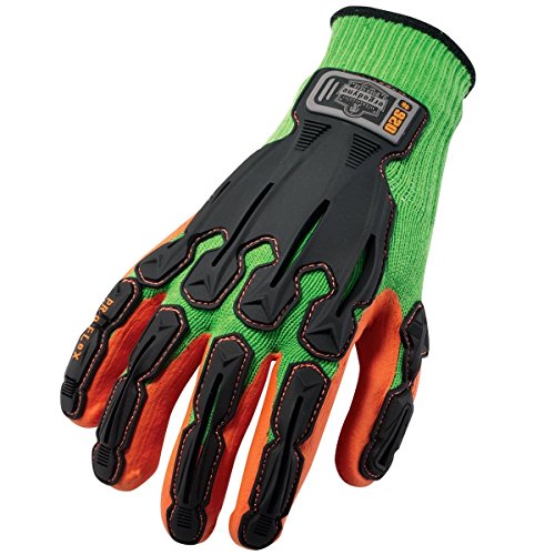 Ergodyne ProFlex 920 Nitrile-Dipped Impact-Reducing Work Gloves, XX-Large, Lime