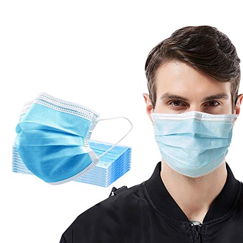 Disposable Safety Masks with Adjustable Nosebridge, 3-Ply Dustproof Face Masks for Personal Protection(50 Pcs)