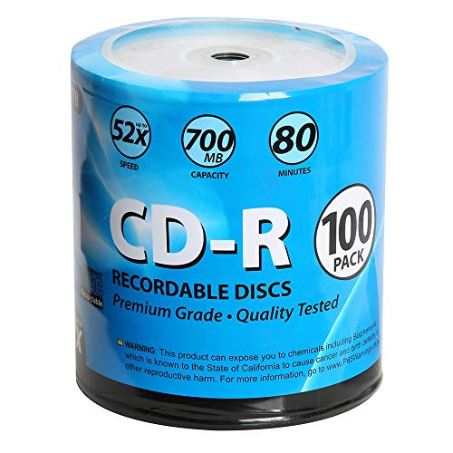 Windata CD-R Discs 100 Pack 52x 700MB/80 Minute Blank Data Recordable Media - 100-Pack Wrap