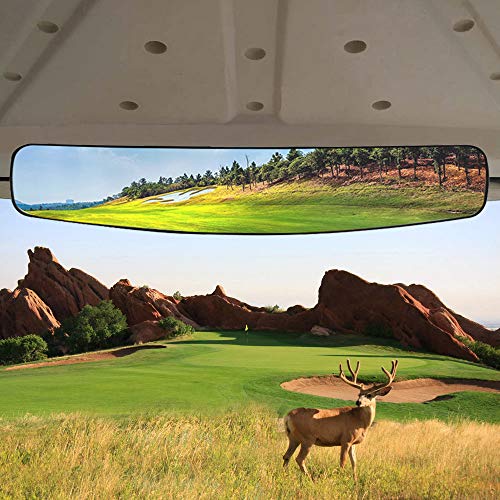 HKOO Golf cart Rear View Mirror,16.5' Extra Wide 180 Degree Panoramic Rear View Mirror For Golf Cart EZGO Club Car Yamaha