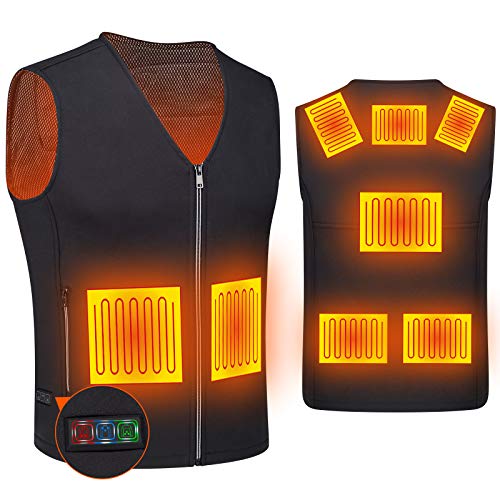 Heated Vest for Men and Women, DOACE Lightweight USB Rechargeable heated Jacket Slim Heated Coat with 8 Heating Zones for Outdoor Hike Motorcycle, Fishing Camping Hunting (Battery Pack Not Included)