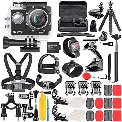 Neewer G1 Ultra HD 4K Action Camera Kit Includes 98 ft Underwater Waterproof Camera 16MP 4K/30FPS 170 Degree Wide Angle WiFi Sports Cam High-tech Sensor with Remote/Battery and 50-in-1 Accessory Kit