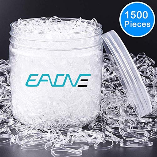 EAONE 1500 Pieces Clear Elastic Hair Bands, Rubber Hair Ties Packaged in Box for Girls