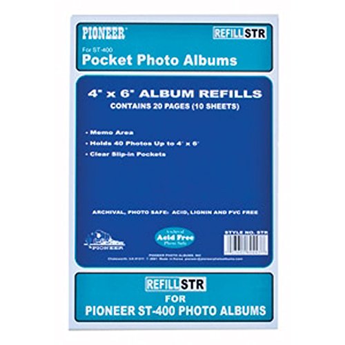 Pioneer STR 3-Ring Memo Album 40 Pocket Refills, 2 Per Page