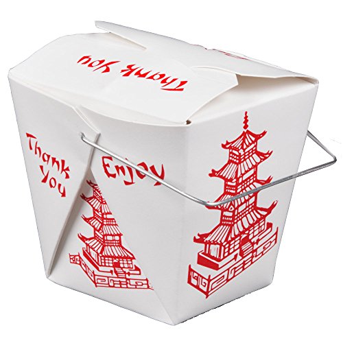 Pack of 15 Chinese Take Out Boxes PAGODA 32 oz / Quart Size Party Favor and Food Pail