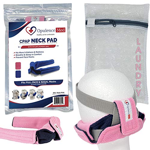 OpulenceMed CPAP Neck Pad Strap Covers - Super Stitched Accessories, CPAP Mask Strap Covers, Cushions for CPAP Masks with Reinforced Stitching, No Red Marks or Discomfort (Pink)