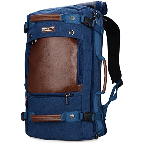 WITZMAN Men Travel Backpack Canvas Rucksack Vintage Duffel Bag A2021 (21 INCH Blue)