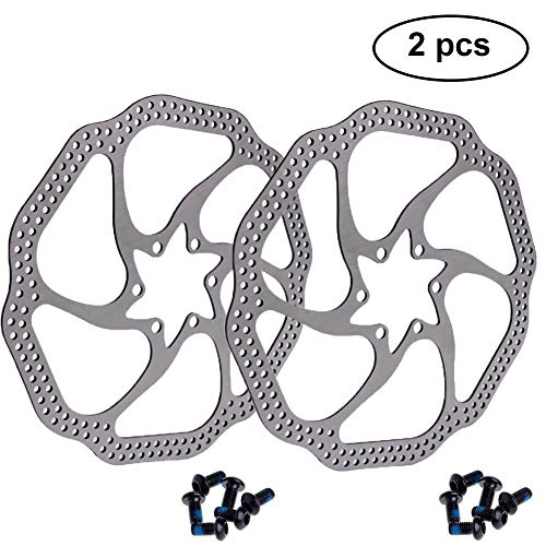 160mm Disc Brake Rotor with 6 Bolts Stainless Steel Bicycle Rotors Fit for Road Bike, Mountain Bike, MTB, BMX (Stainless Steel, 2pcs)