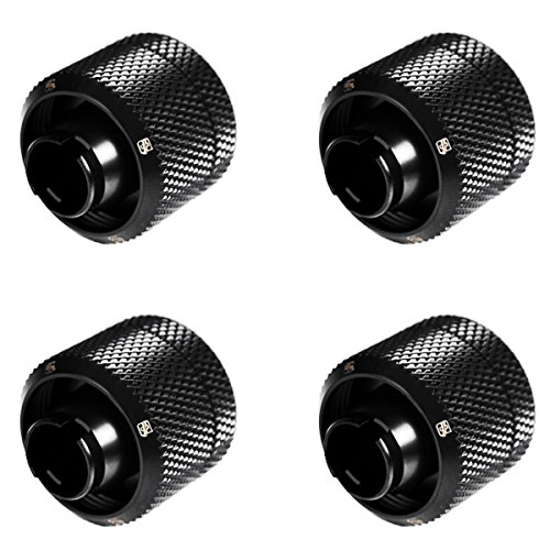 Barrow G1/4' to 3/8' ID, 5/8' OD Compression Fitting for Soft Tubing, Black, 4-Pack