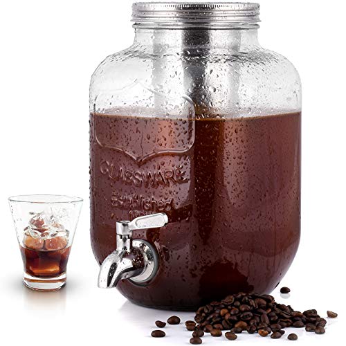 1 Gallon Cold Brew Coffee Maker with EXTRA-THICK Glass Carafe & Stainless Steel Mesh Filter - Premium Iced Coffee Maker, Cold Brew Pitcher & Tea Infuser - by Zulay Kitchen