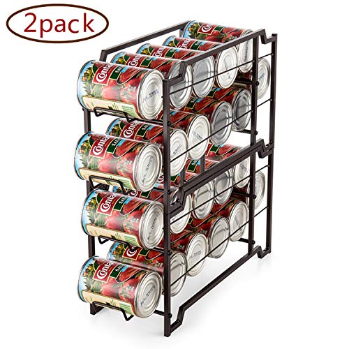 Auledio Beverage Can Dispenser Rack, Stackable Can Storage Organizer Holder for Canned food or Pantry Refrigerator, Bronze(2 Pack)
