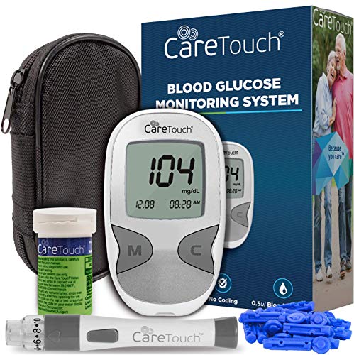 Care Touch Diabetes Testing Kit - Blood Glucose Monitor, 50 Blood Glucose Test Strips, 100 30-Gauge Lancets, Lancing Device, Battery, and Carrying Case | for Blood Sugar Testing and Monitoring