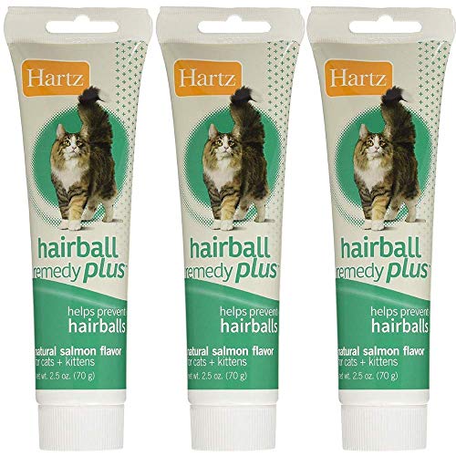 Hartz Hairball Remedy Plus Paste for Cats, Natural salmon 2.50 oz(Pack of 3)