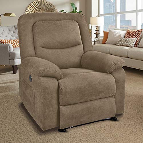 RELAXIXI Power Recliner Chair with Massage, Heat and USB Charge Port - Electric Recliner for Elderly - Soft Fabric Sofa for Home, Living Room